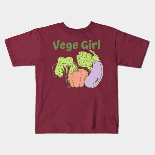 Vegetarian, Vegan, Vegetable, Garden, Home Grown, Vege, Vegan Girl Kids T-Shirt by Style Conscious